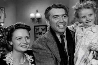 Scene of Mary, George, and Zuzu from It's a Wonderful Life